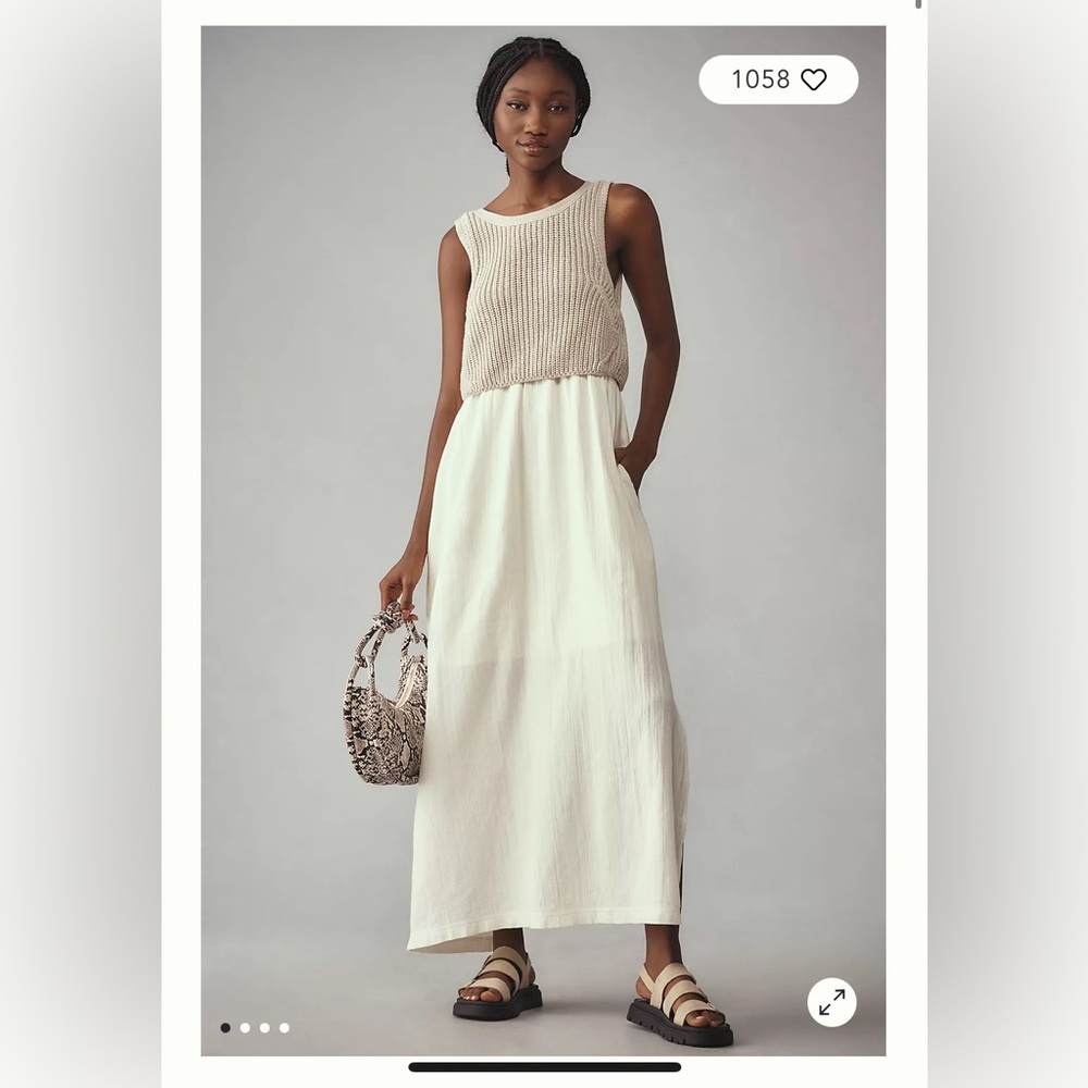 Anthropologie Beige and Ivory Maxi Dress